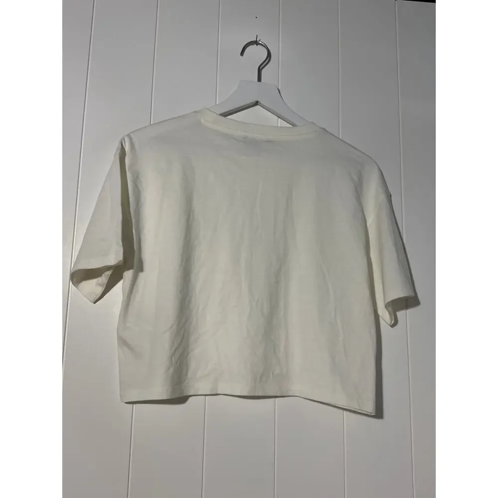 J.Crew Womens Ivory Embellished Sequin Floral Cotton T Shirt NWT Small